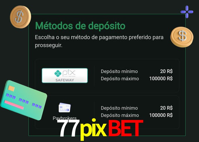 O cassino 77pixbet oferece uma grande variedade de métodos de pagamento